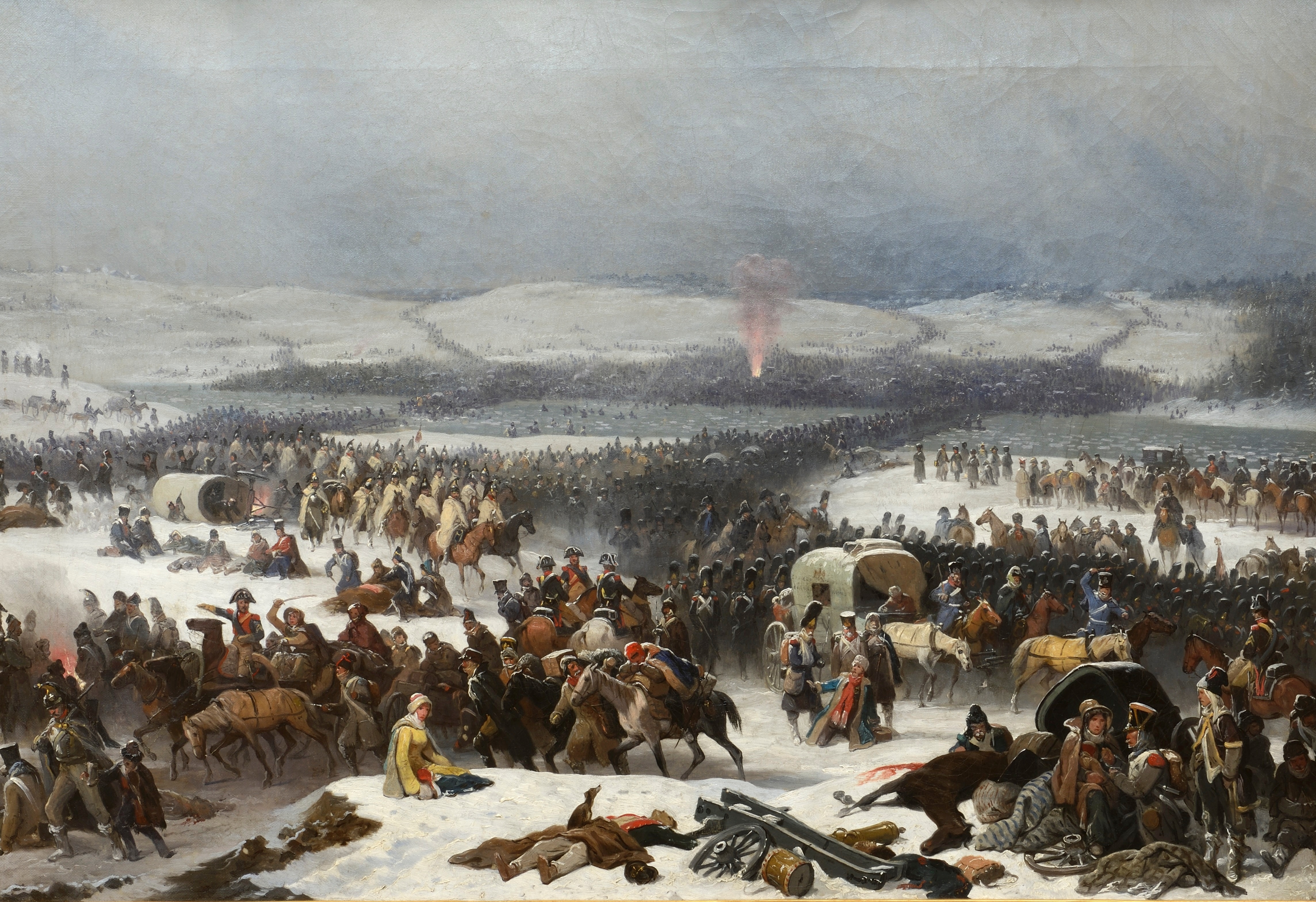 Grande Armée Napoleon berundur selepas pencerobohannya ke atas Rusia dan menyeberangi Sungai Berezina (berhampiran Barysaw, Belarus)