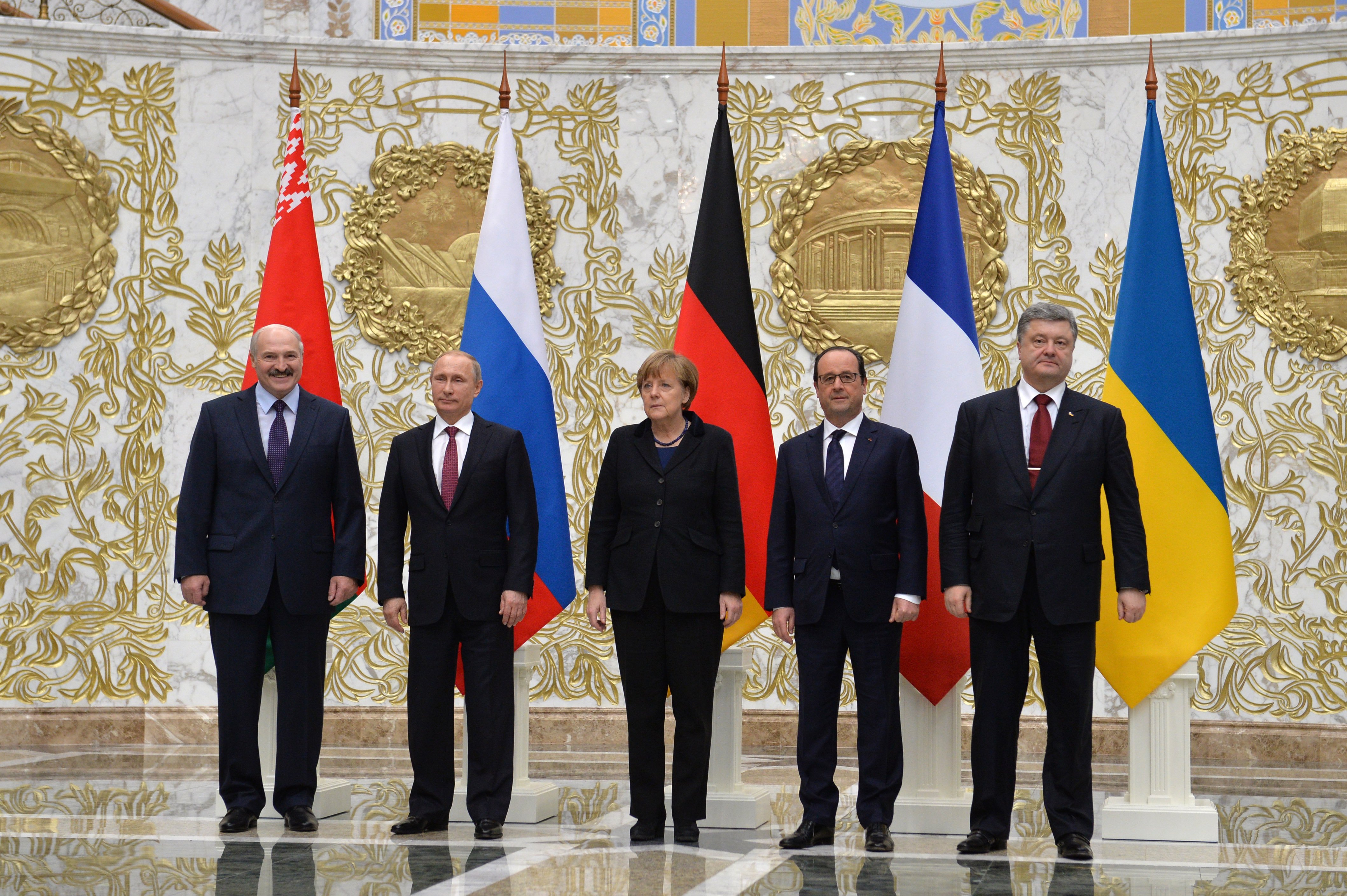 Pemimpin Belarus, Rusia, Jerman, Perancis, dan Ukraine di sidang kemuncak di Minsk, 11-12 Februari 2015