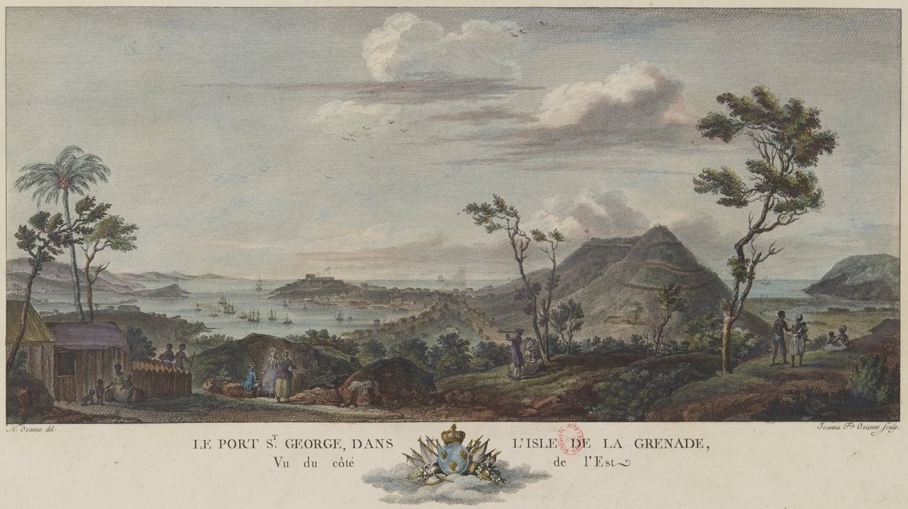 Pulau Grenada dan pelabuhan Saint-Georges pada tahun 1776