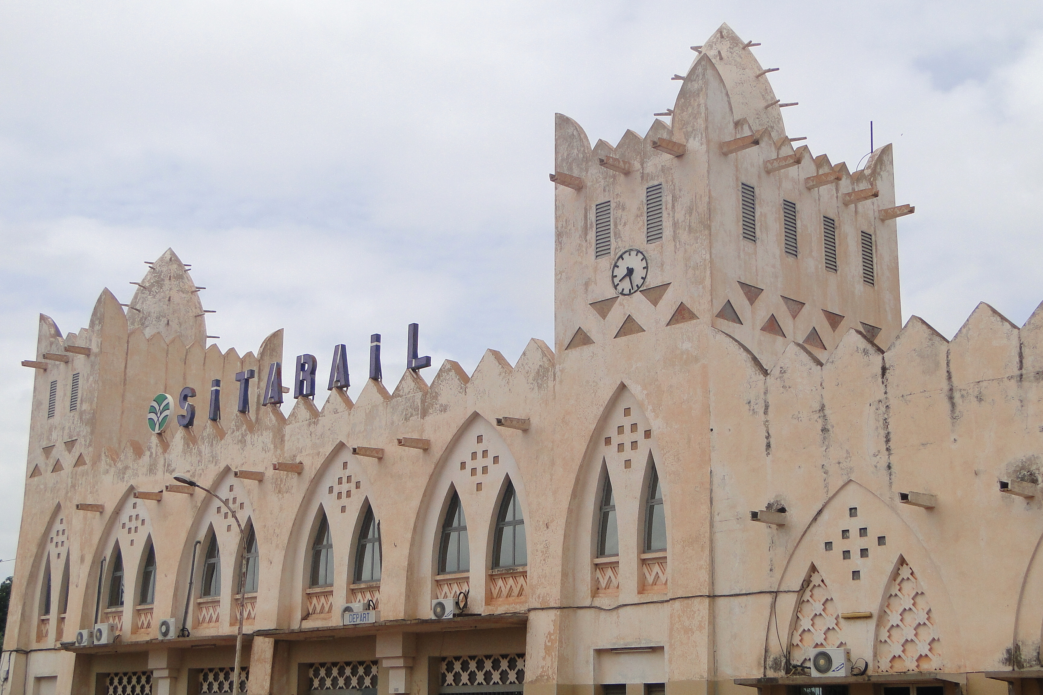 The railway station in Bobo-Dioulasso, built during the colonial era, part of the Abidjan-Niger railway.