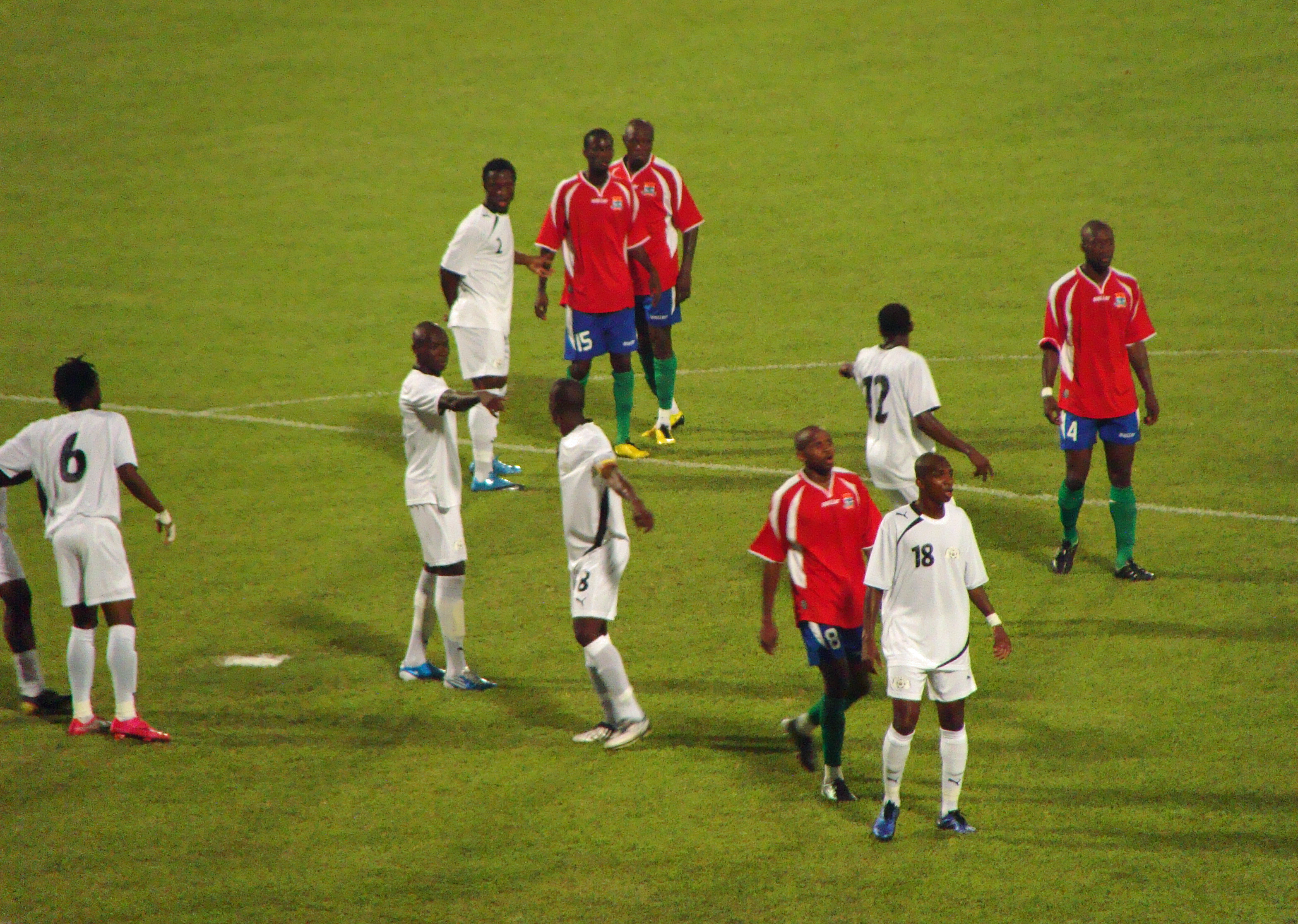 The Burkina Faso national football team (Les Étalons) in white.