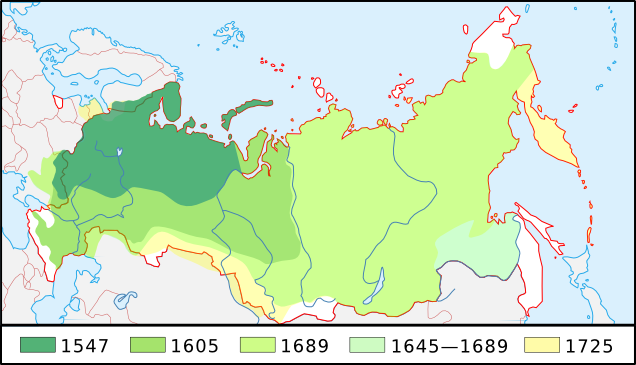 Ekspansi dan evolusi teritorial Rusia dari penobatan Ivan IV hingga kematian Pyotr I