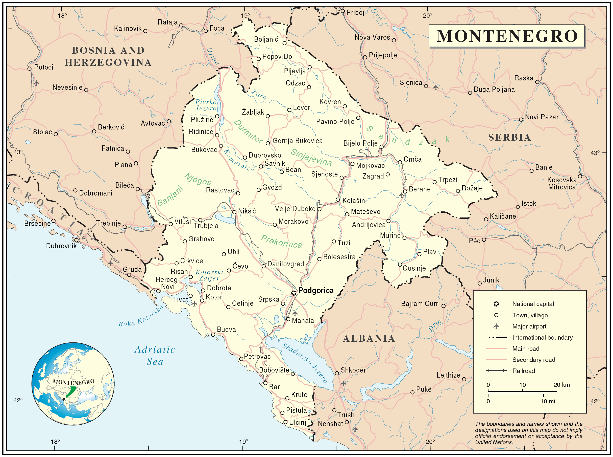 Map of Montenegro