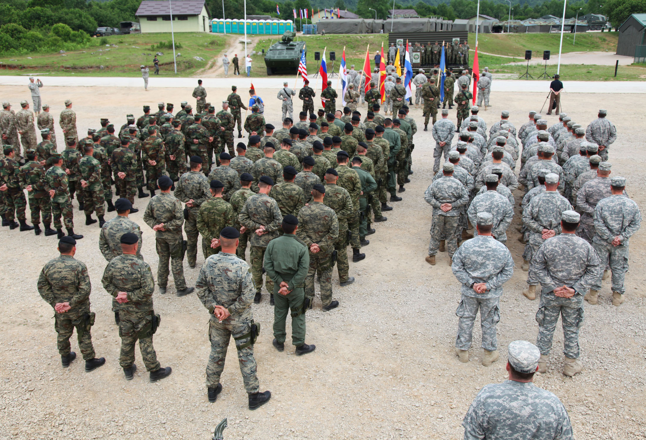 Montenegrin army soldiers with NATO allies in Slunj, Croatia.