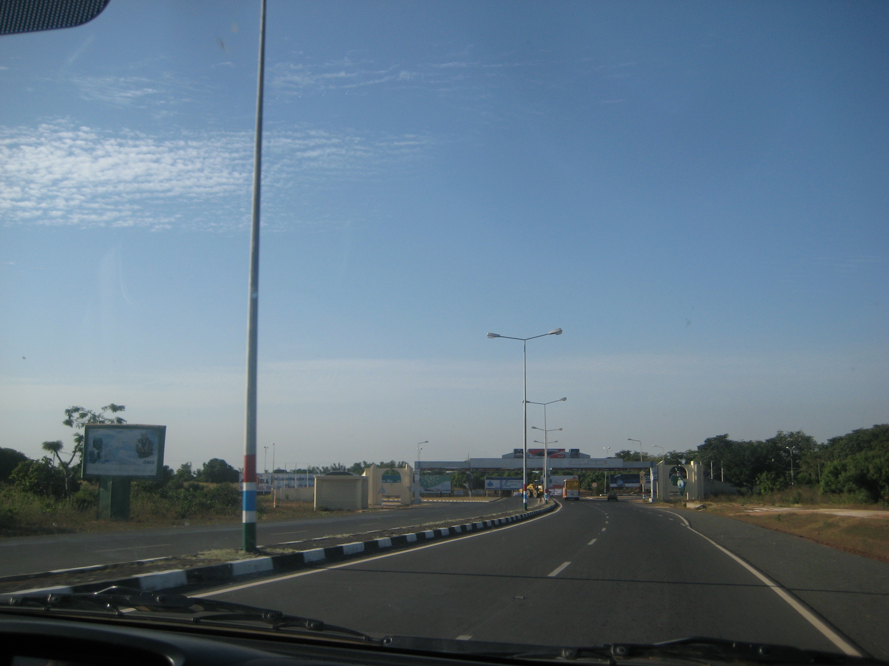 A typical paved road in The Gambia, 2007.