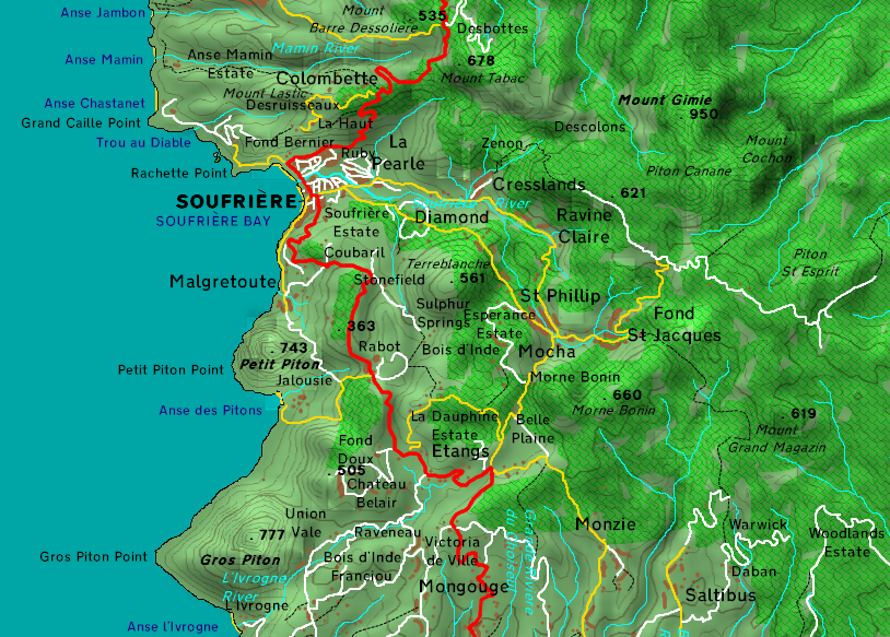Topografi Kompleks Vulkanik Soufriere.