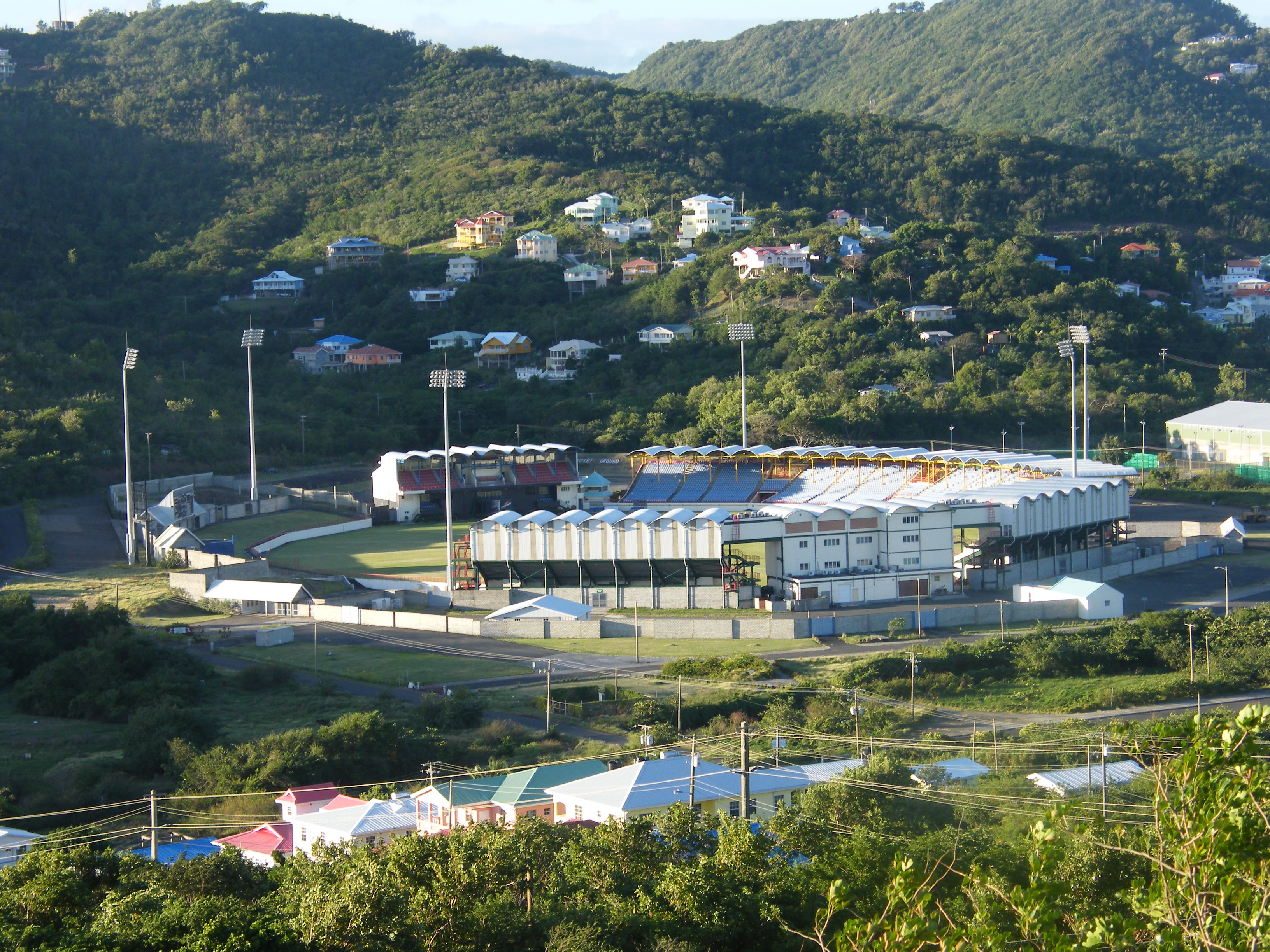Daren Sammy Cricket Ground di Beausejour, dinamai menurut pemain kriket terkenal Saint Lucia.
