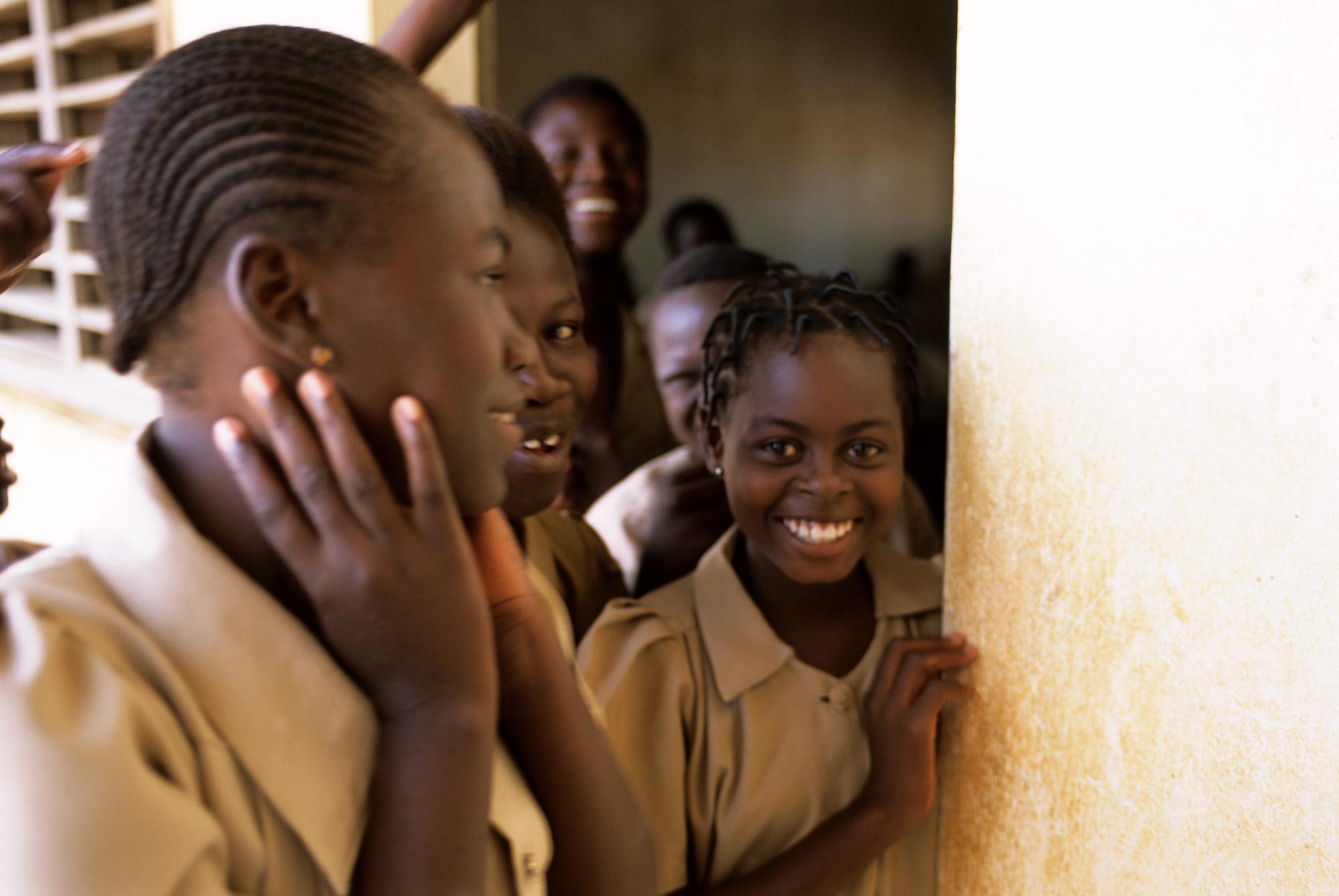 Beninese students in a classroom.