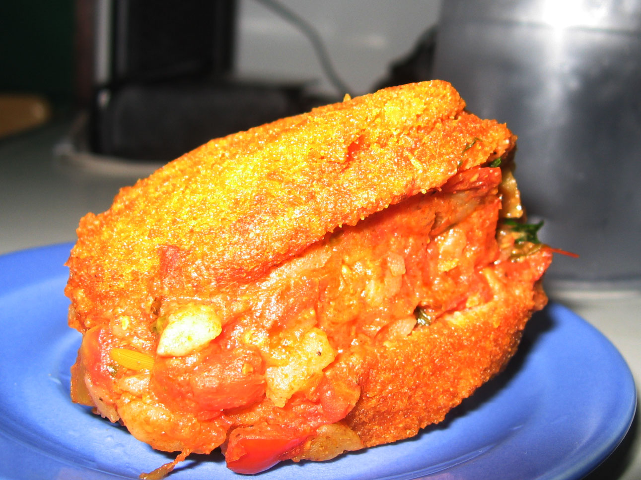 Acarajé, a popular street food in Benin (and Brazil), made from deep-fried black-eyed pea paste.