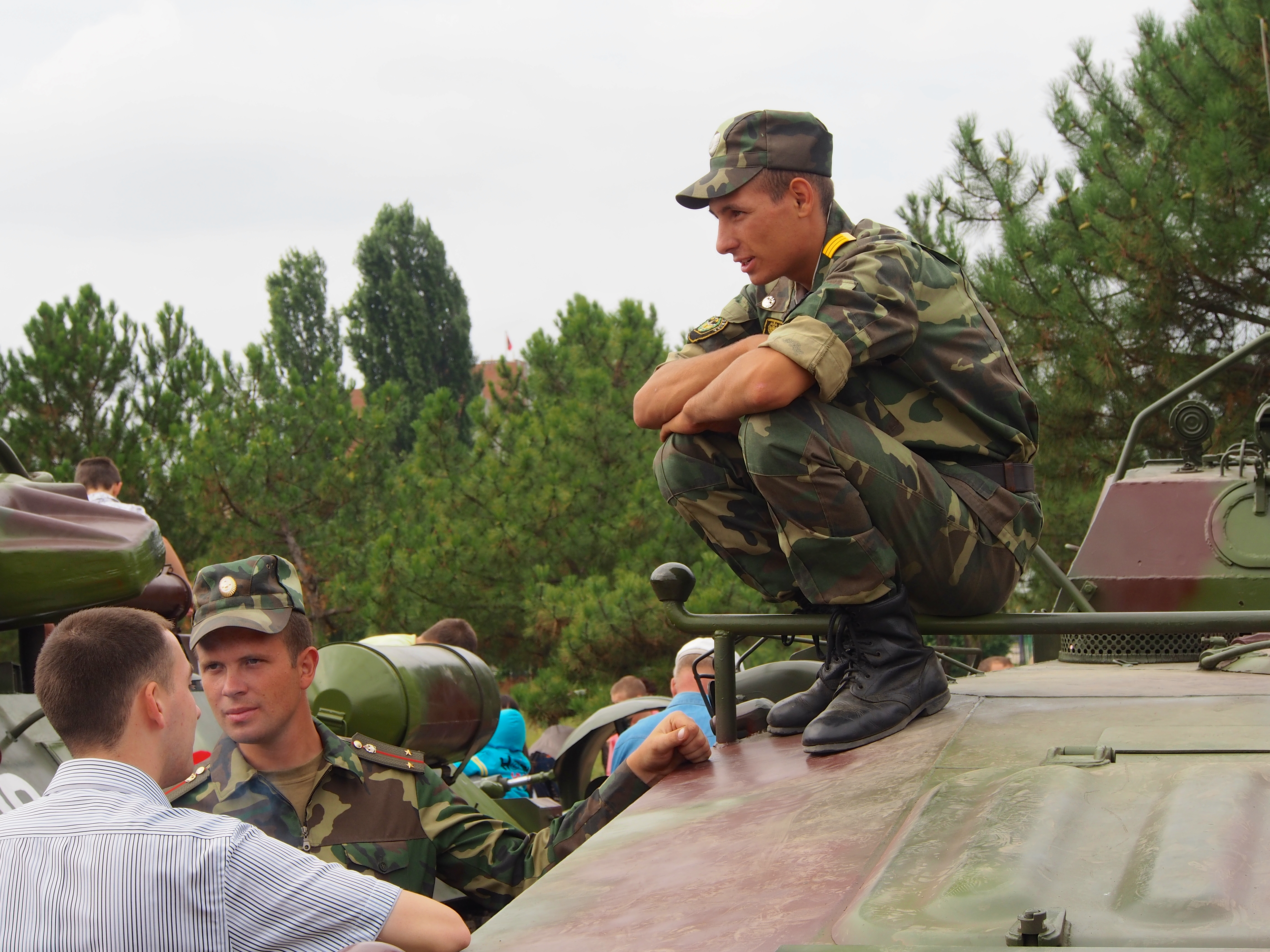 Transnistrian soldiers on parade in Tiraspol in 2013, showcasing their distinct military identity.