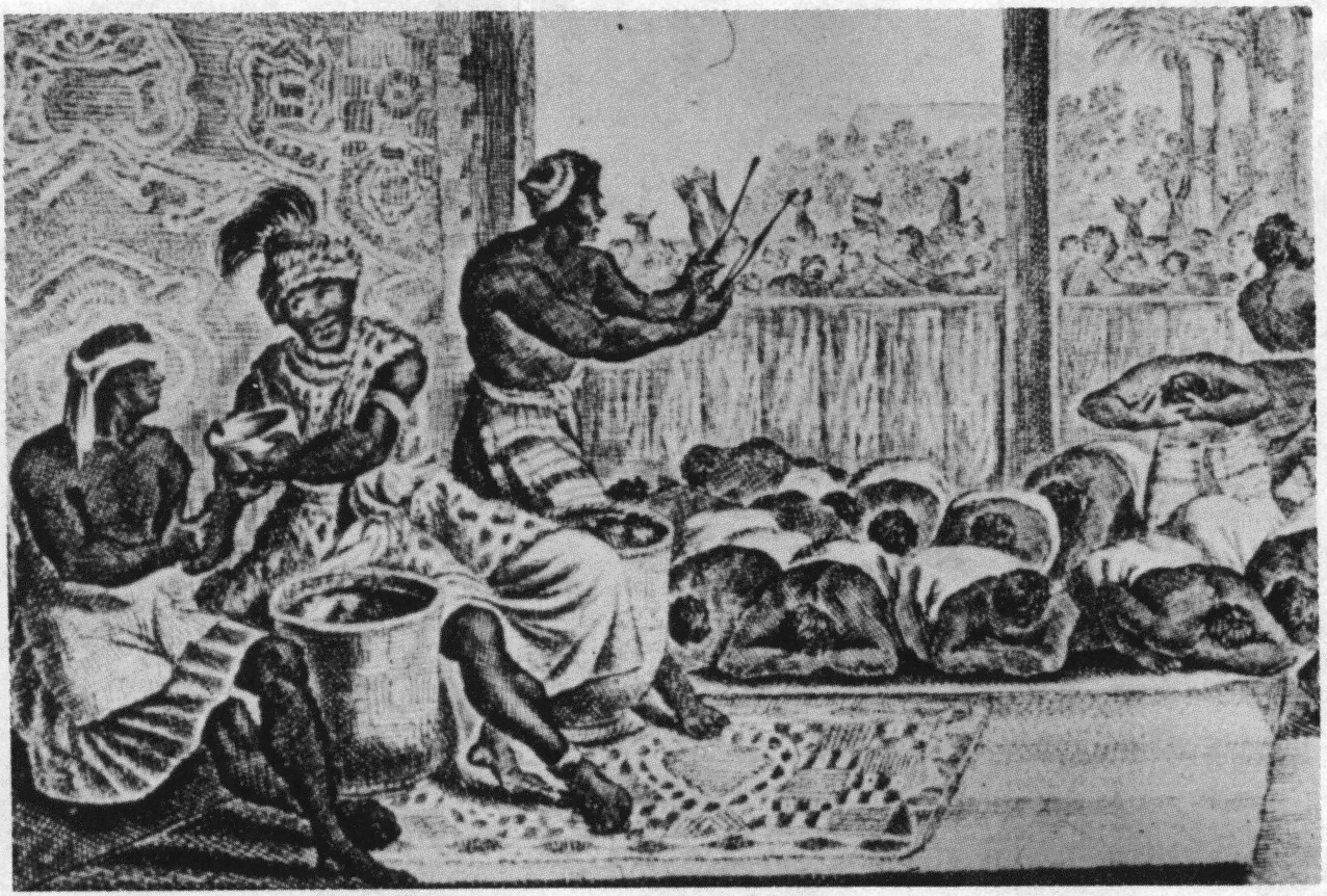 Pengadilan N'Gangue M'voumbe Niambi, dari buku Deskripsi Afrika (1668)