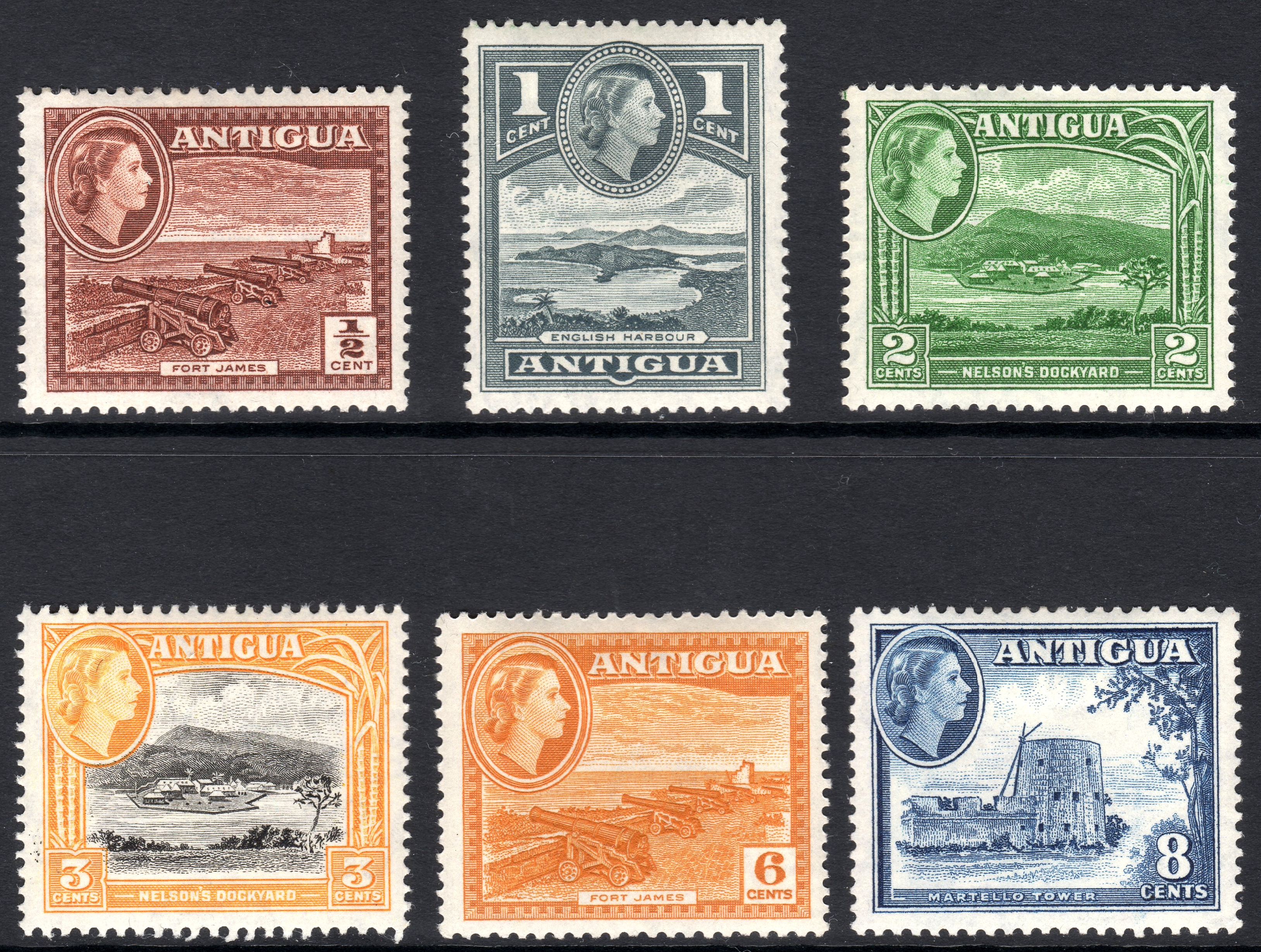 Ratu Elizabeth II pada perangko Antigua tahun 1953