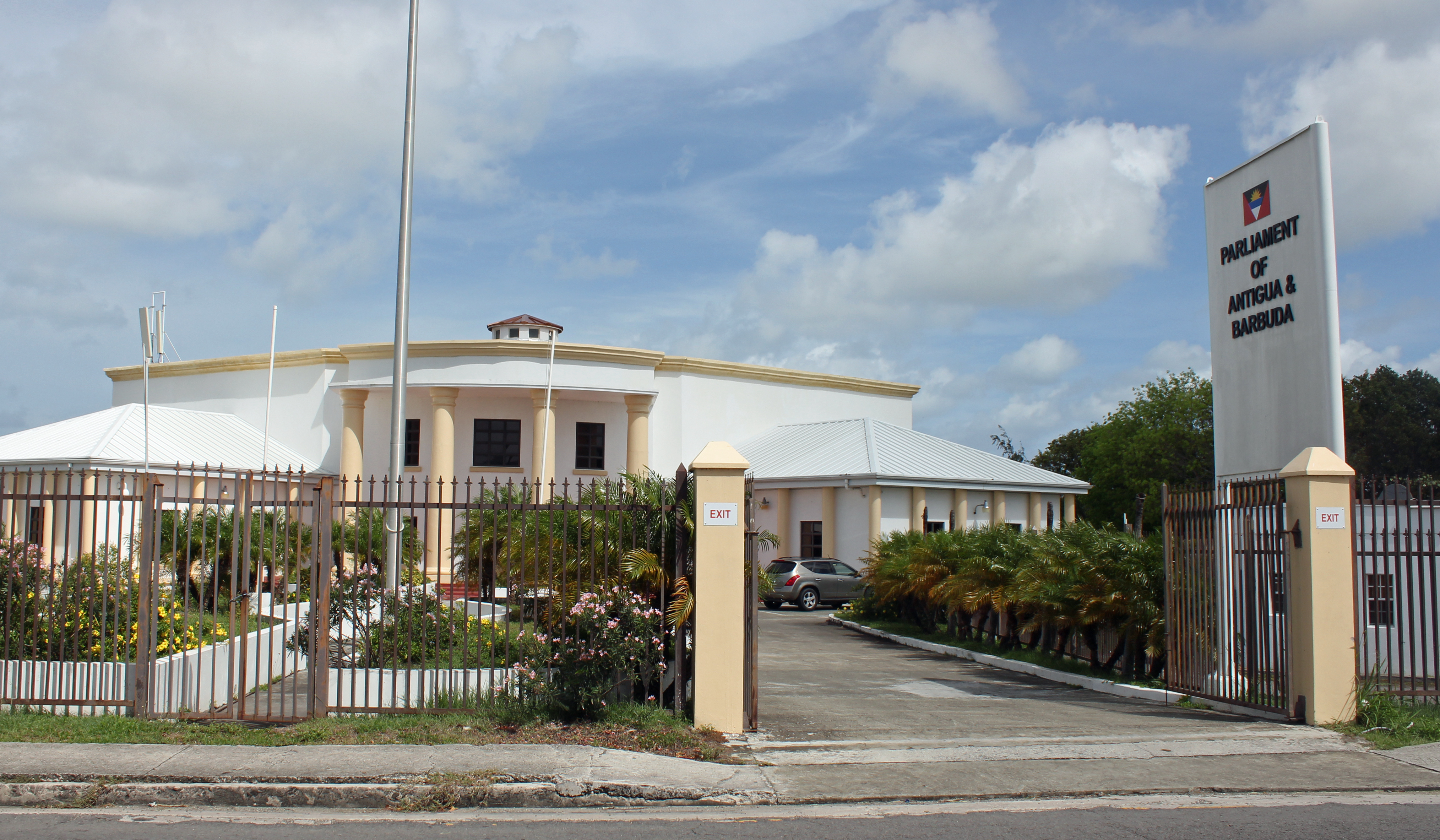The Parliament building in St. John's, Antigua and Barbuda, where the nation's legislative body convenes.