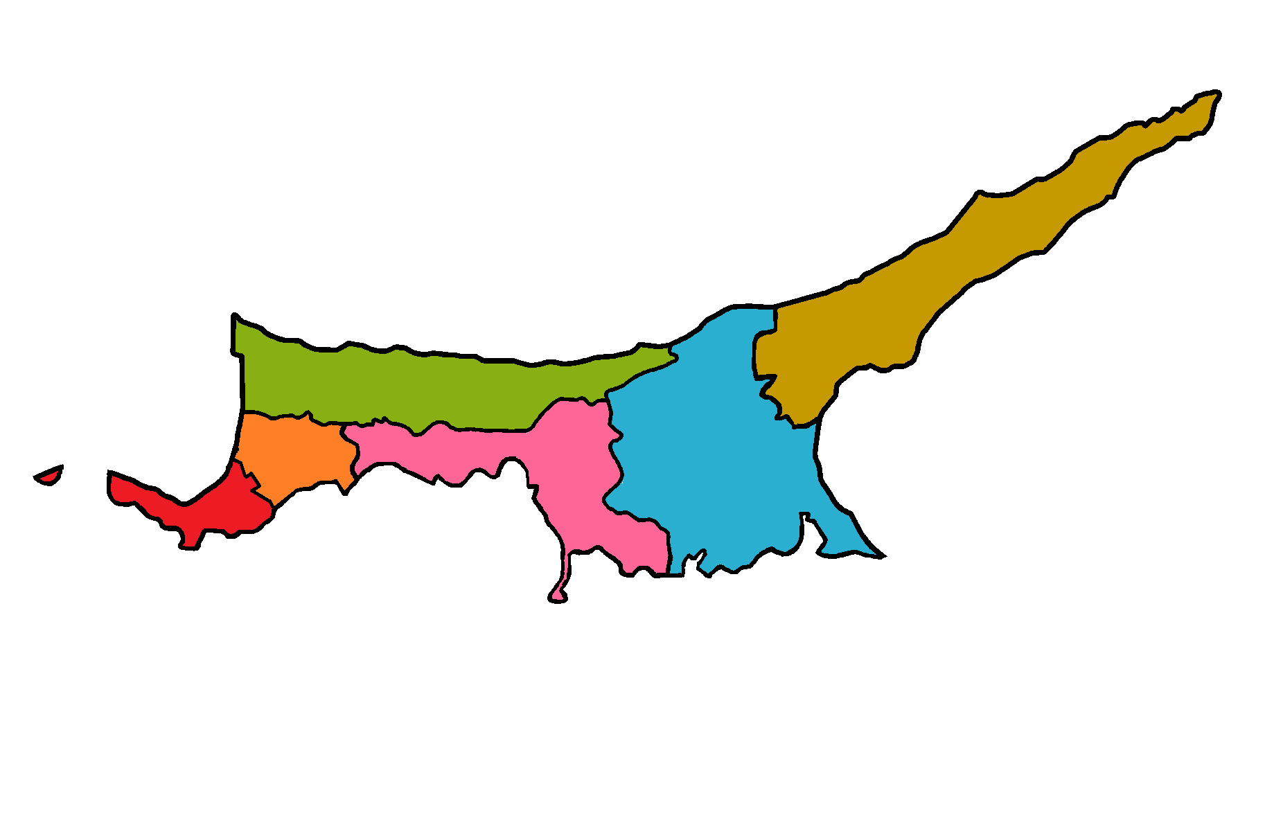 북키프로스의 행정 구역 지도