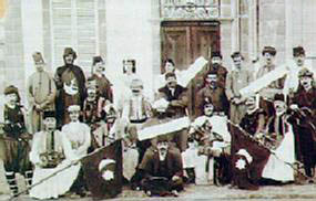 Sebuah kelompok teater Siprus Turki awal, tahun 1880-an