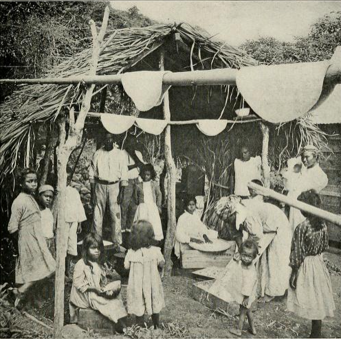 Cư dân Saint Vincent làm casabe (bánh mì sắn) vào những năm 1910