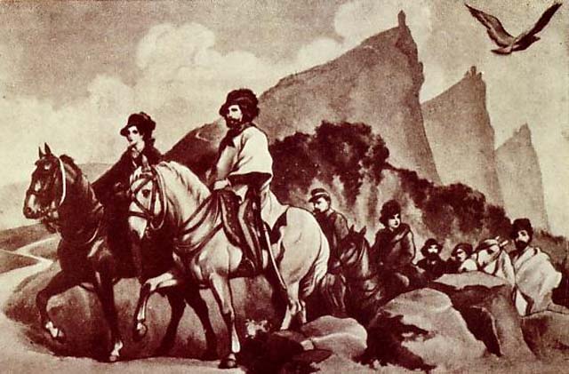 Anita dan Giuseppe Garibaldi di San Marino, 1849.