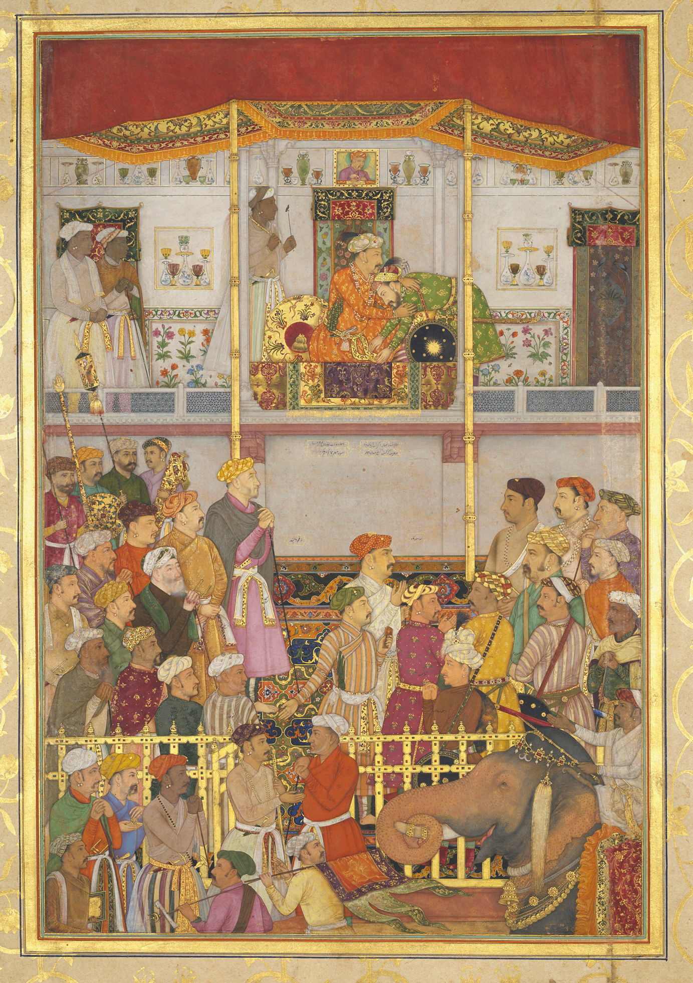 Jahangir Menerima Pangeran Khurram di Ajmer Sekembalinya dari Kampanye Mewar, Balchand, sekitar tahun 1635