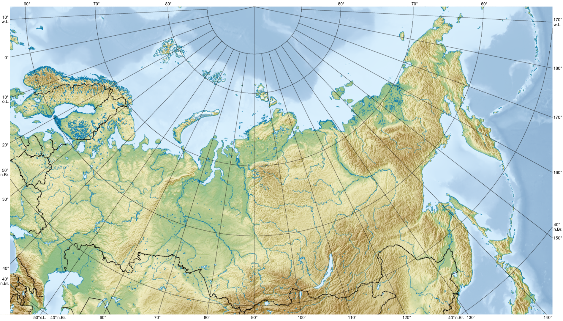 Peta topografi Rusia