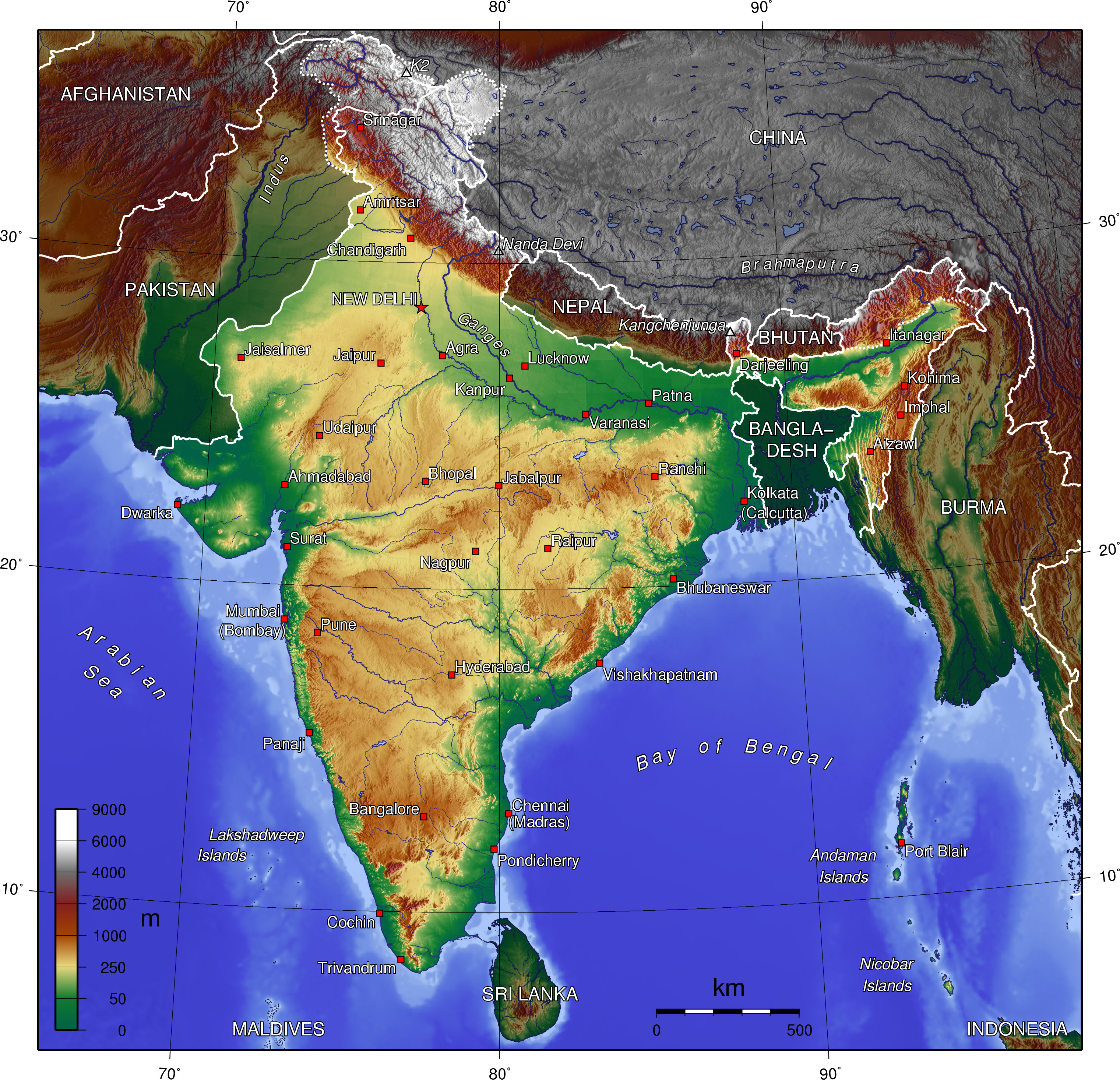 Peta topografi India