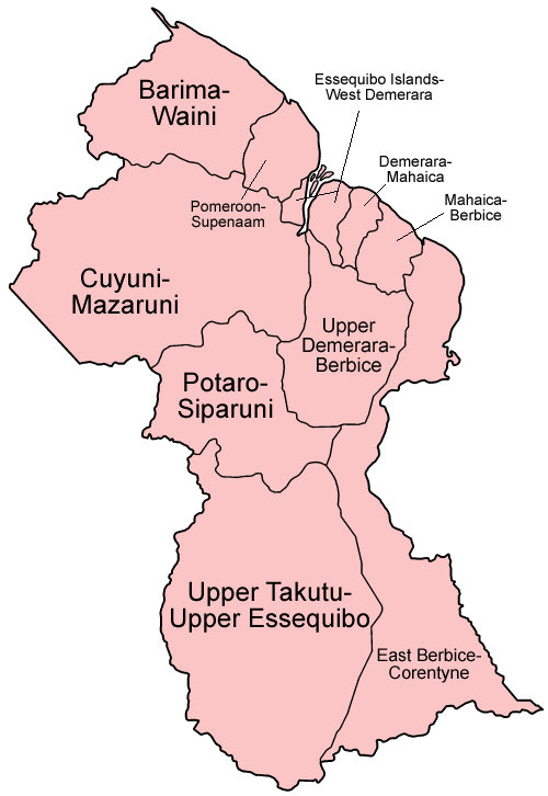 Các vùng của Guyana theo tên