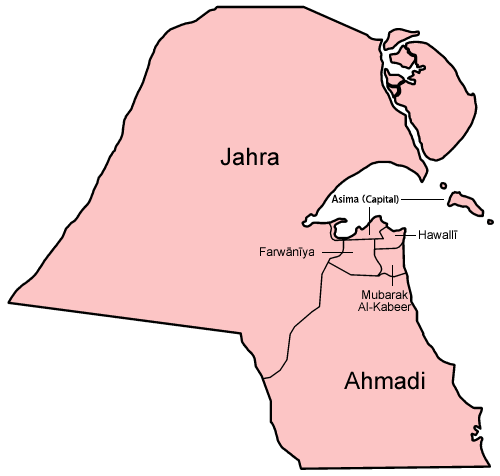 Peta kegabenoran Kuwait.