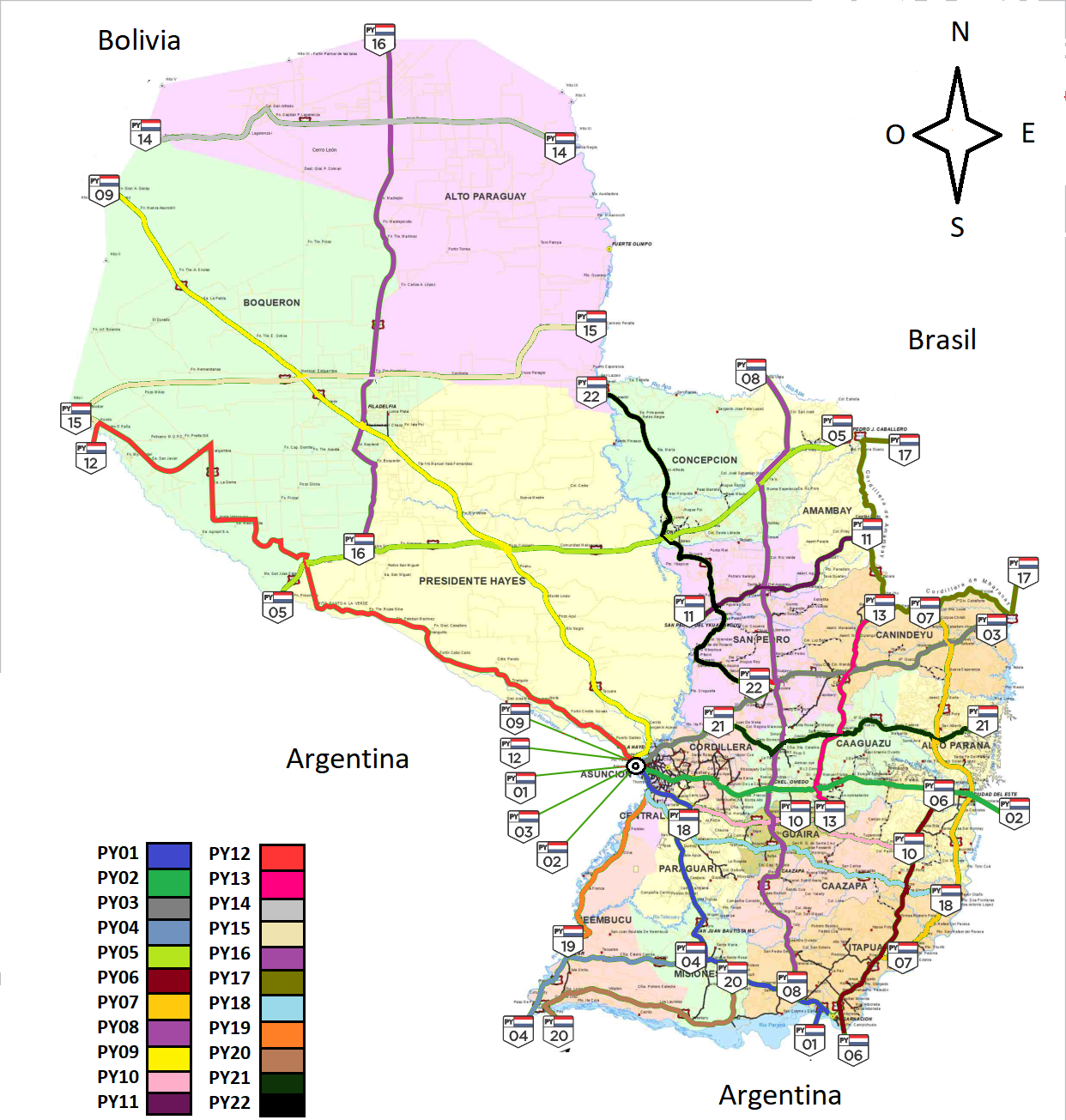 Các tuyến đường quốc gia của Paraguay