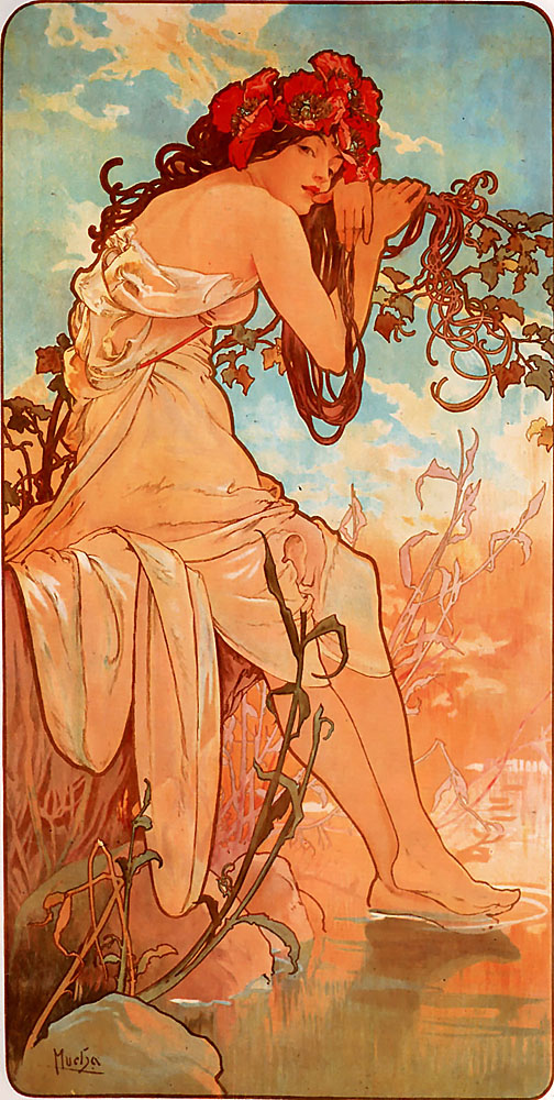 Musim Panas (1896) oleh Alphonse Mucha.