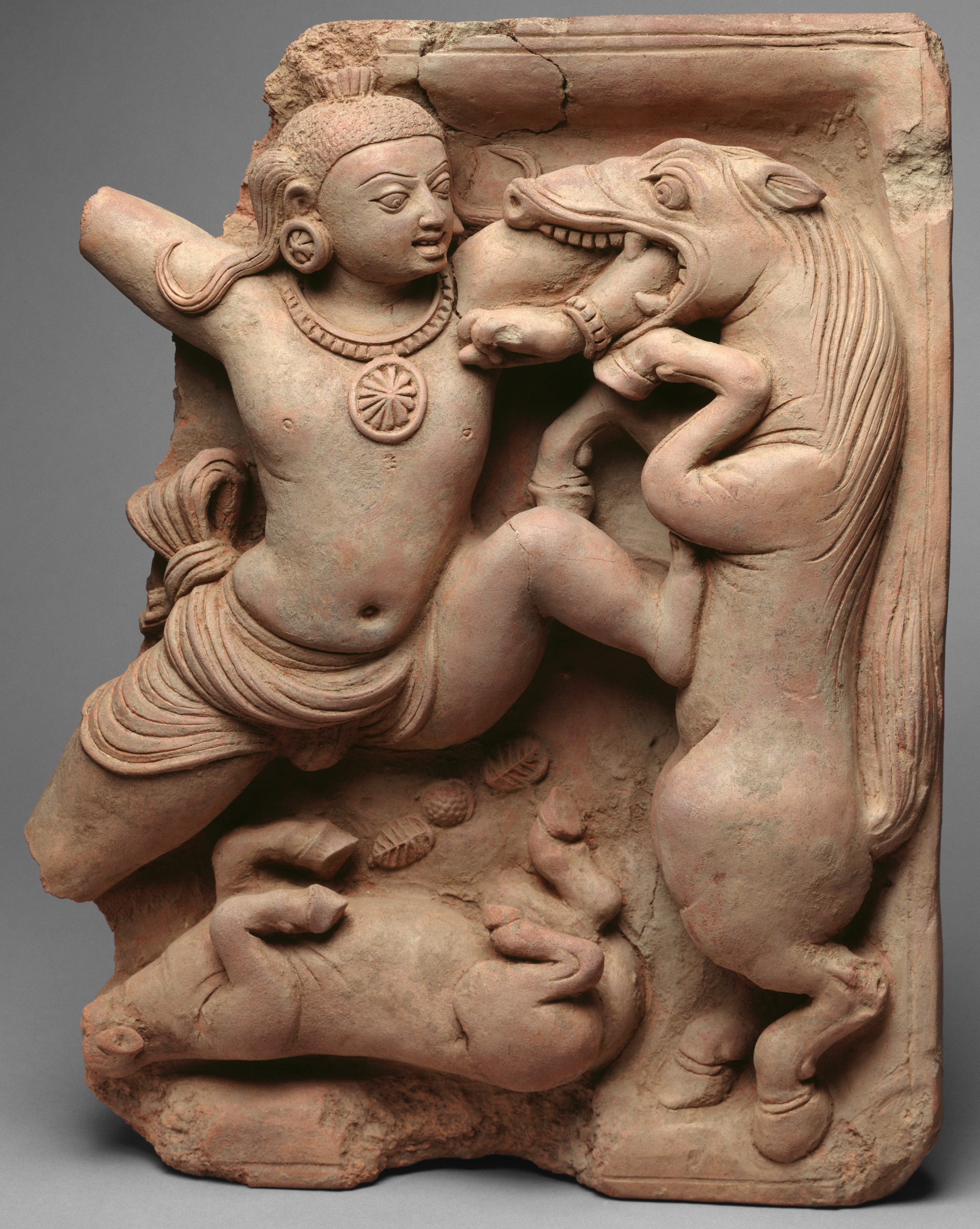 Relief terakota Gupta, Krishna Membunuh Setan Kuda Keshi, abad ke-5