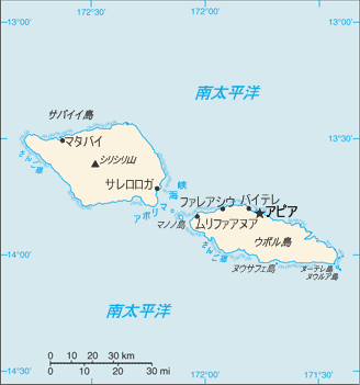 サモアの行政区画図