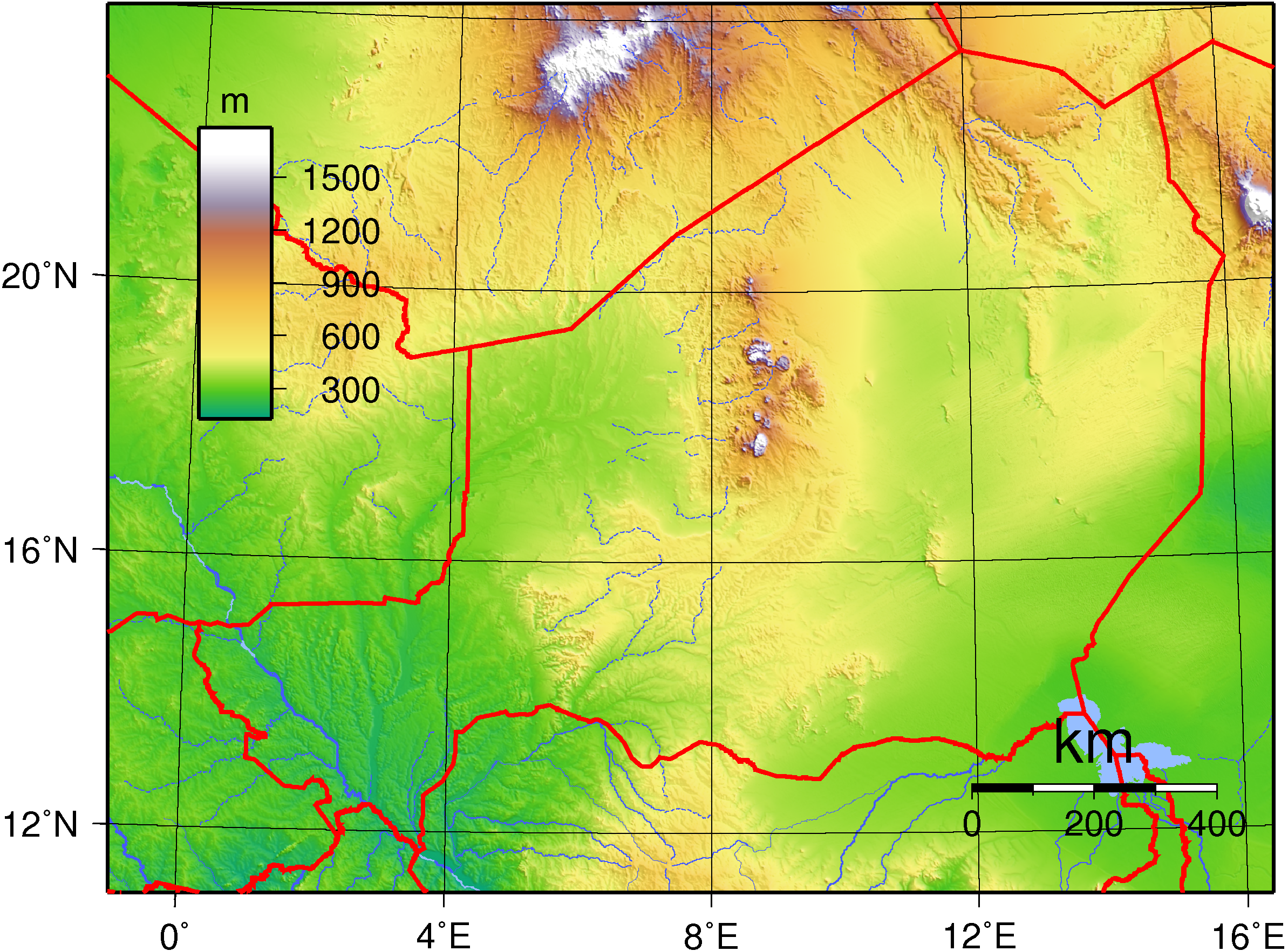 Topographic map of Niger