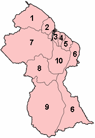 Peta region di Guyana