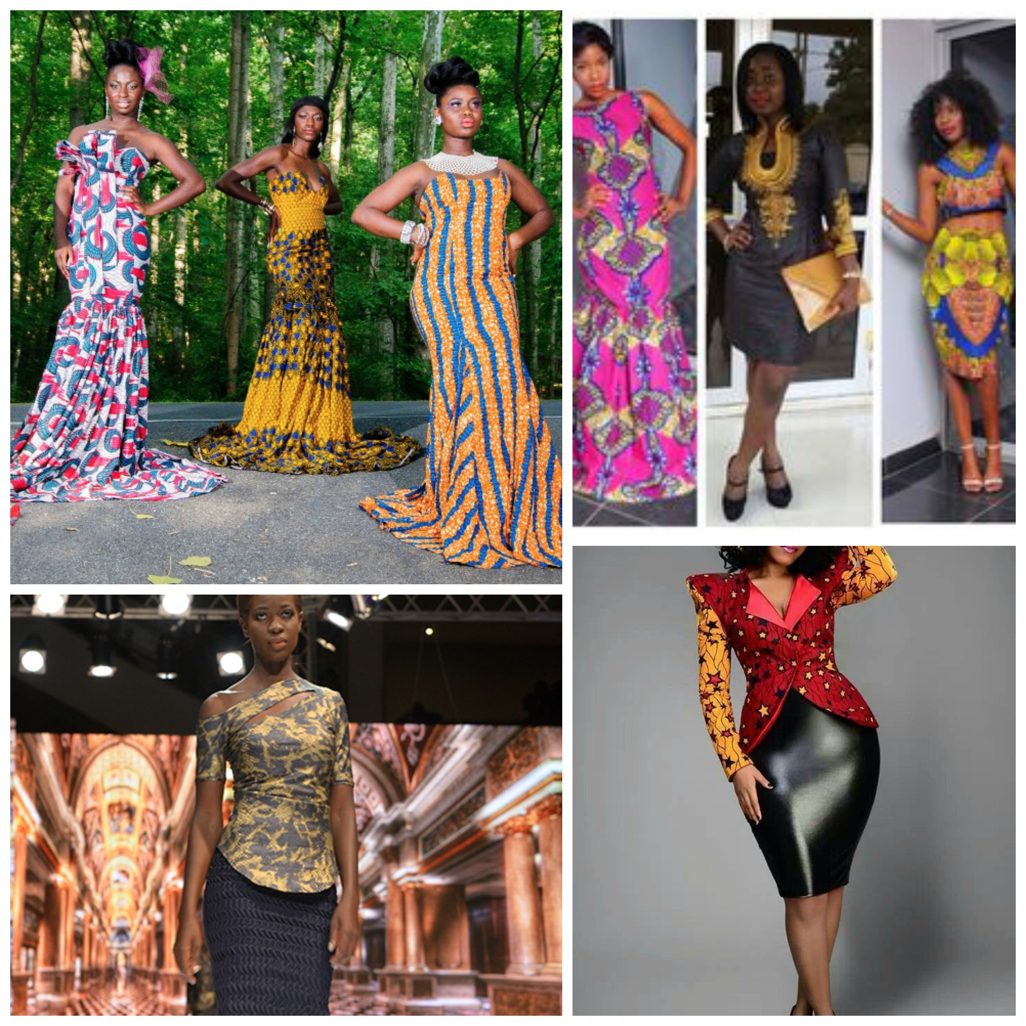 Busana wanita Ghana kontemporer dengan motif Afrika/Ankara dan kain lainnya