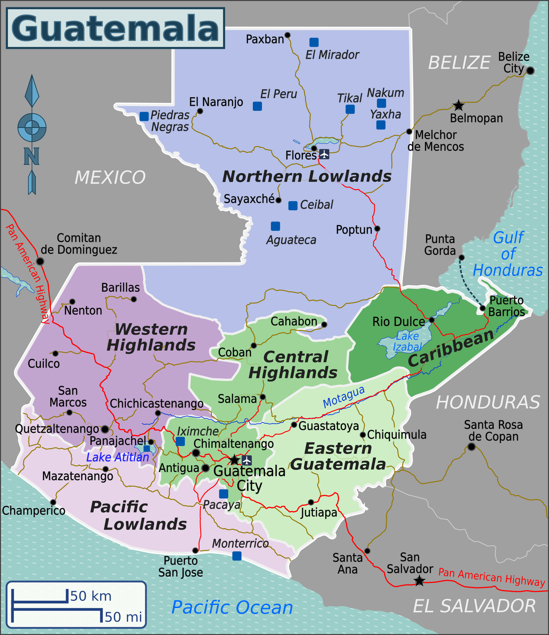 Bản đồ Guatemala.
