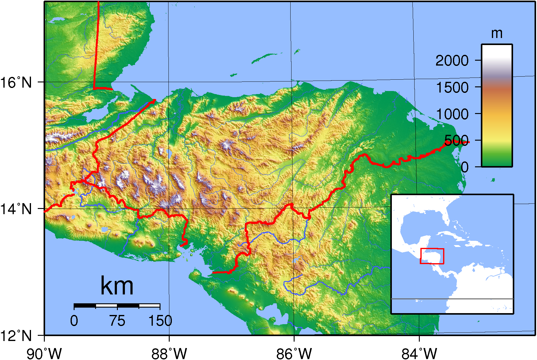 Địa hình Honduras.