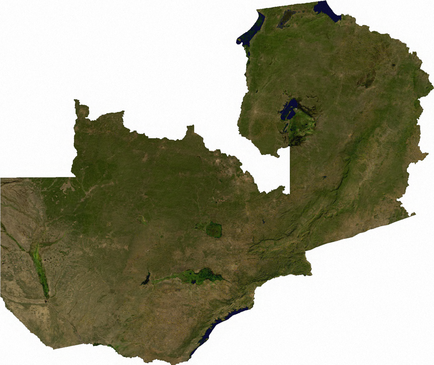 Peta satelit Zambia.