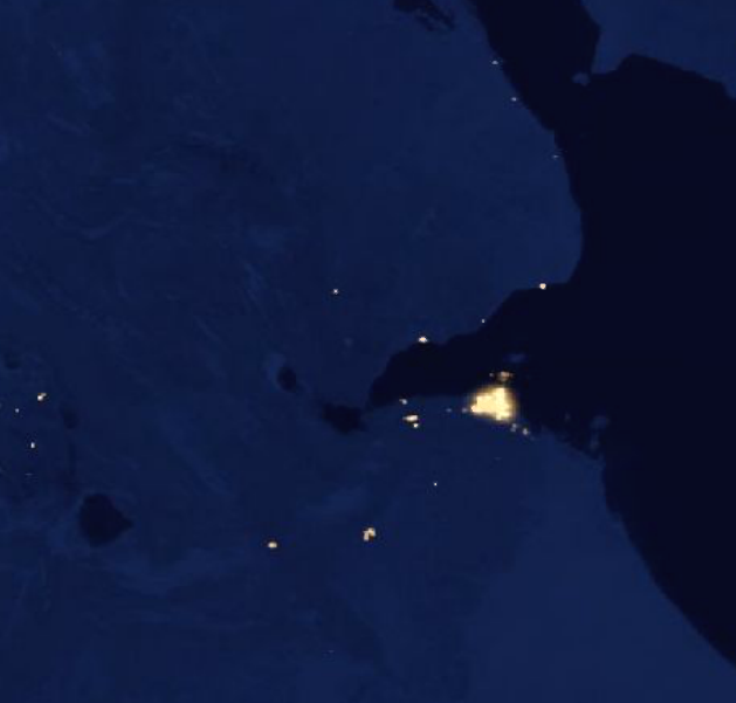 Imej satelit Djibouti pada waktu malam.