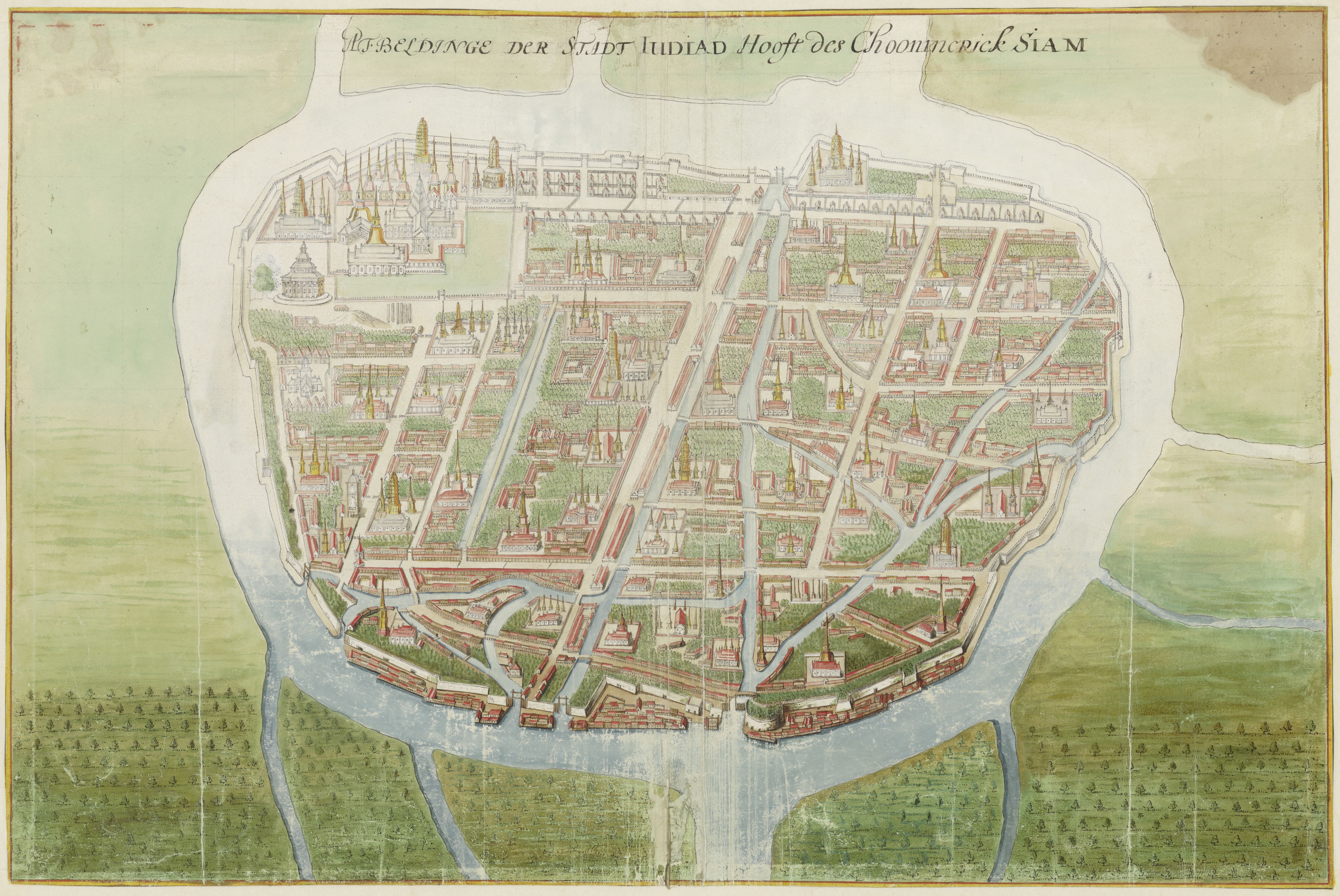 Lukisan bandar Ayutthaya sekitar 1665, oleh Johannes Vingboons