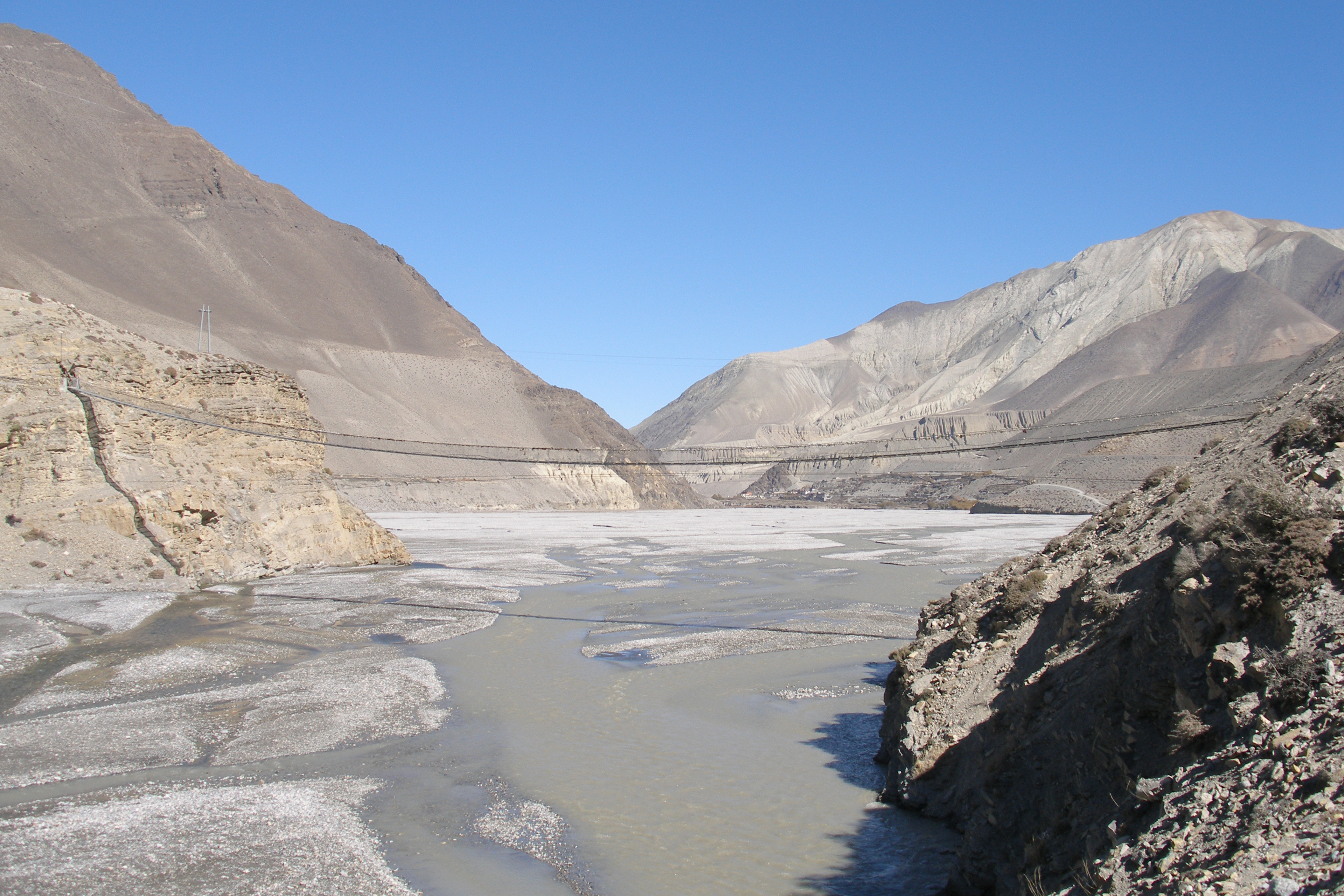The stark, cold landscape of the Himalayas.
