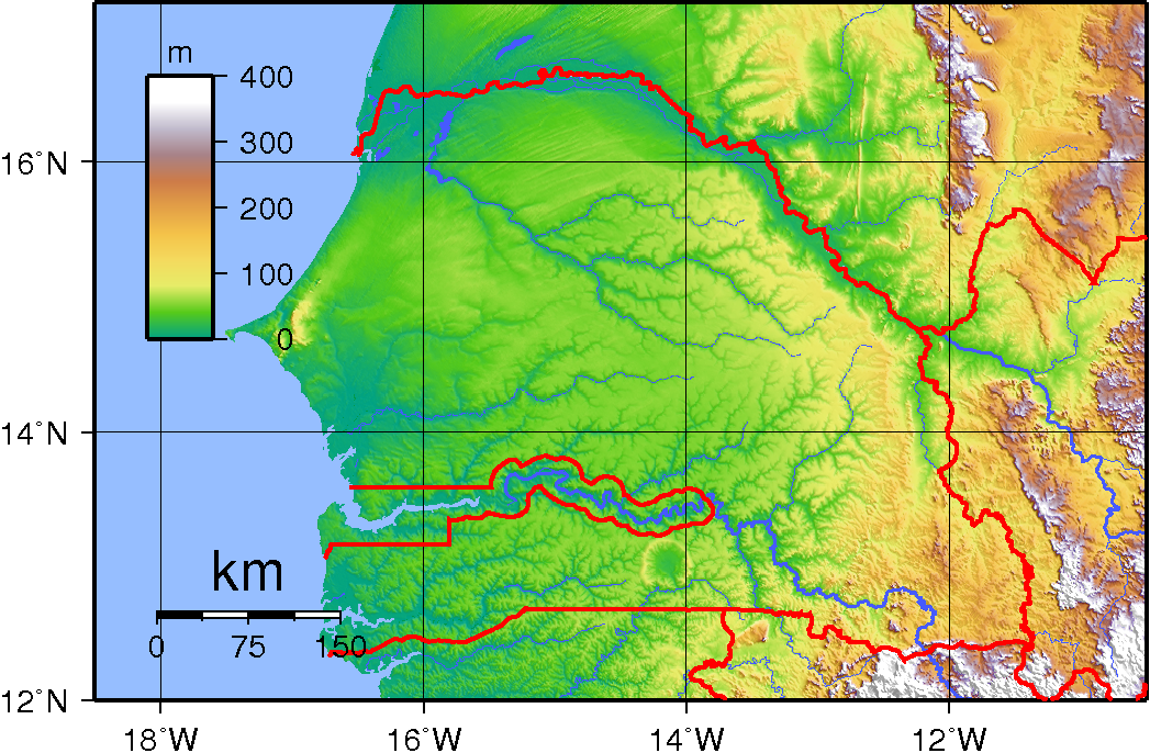 Peta topografi Senegal